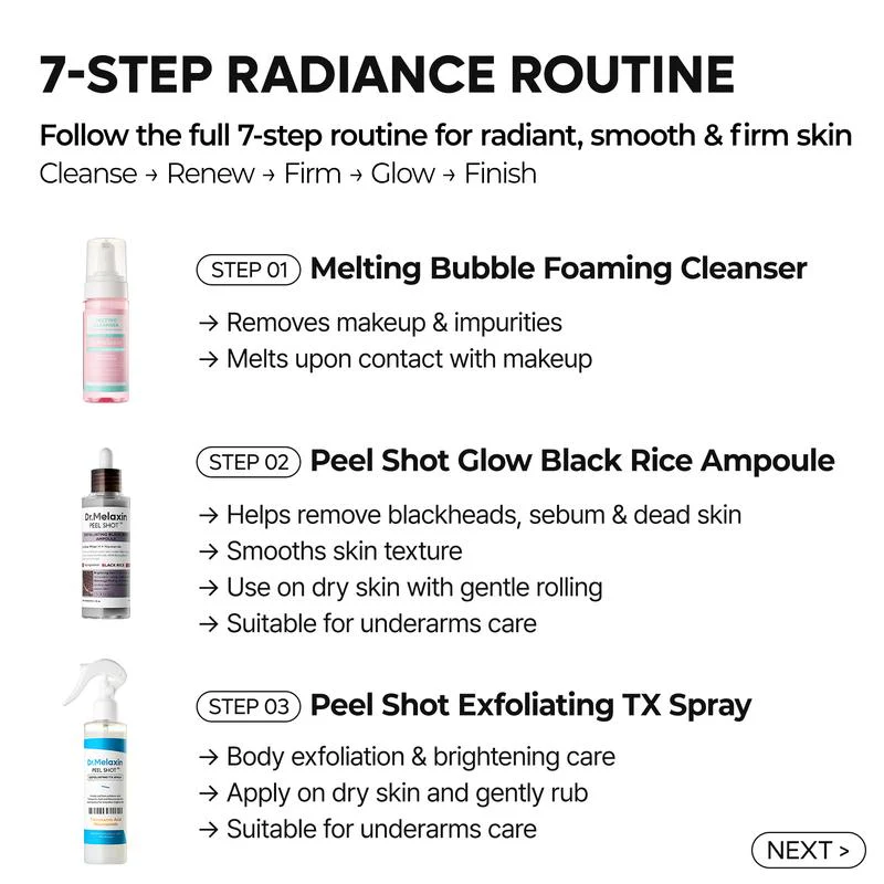 Dr. Melaxin 7-Setp Radiance Routine Set.